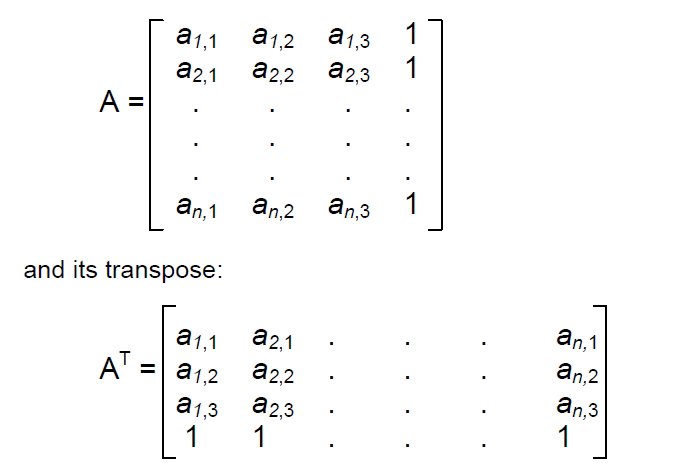 line of sight matrix A and its transpose